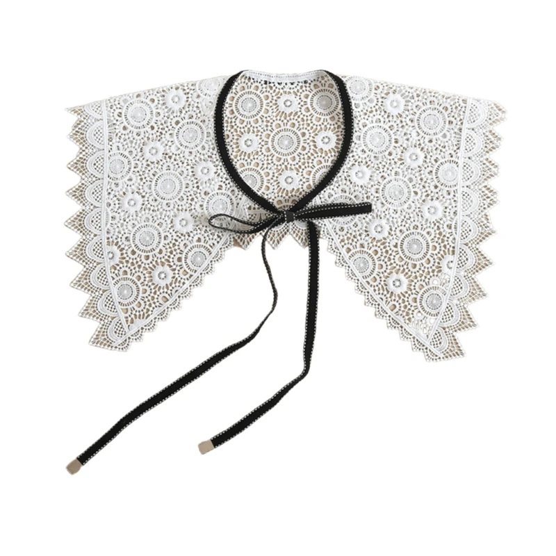 

Fashion Decorative Fake Collar Hollow Out Jacquard Floral Shawl Necklace Capelet XX9D
