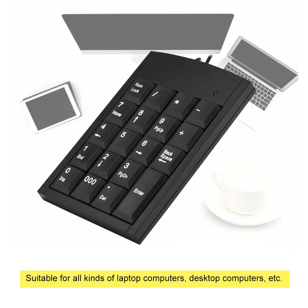 

Portable 19 Keys Mini Ultra-thin USB Numeric Keypad Number Keyboard for Windows XP, for Windows 7 / 8 / 9 / 10, for LINUX