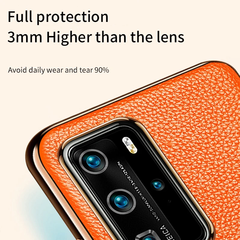 Оригинальный чехол для телефона из воловьей кожи huawei P40 Pro с золотым покрытием 360