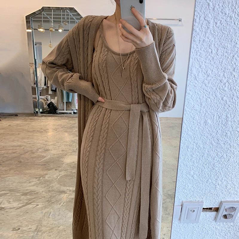 

PEONFLY 2020 Long Cardigan Women Sweater Autumn Winter Long Sleeve Knitted Sweater Jacket Loose Ladies Sweaters Cardigans