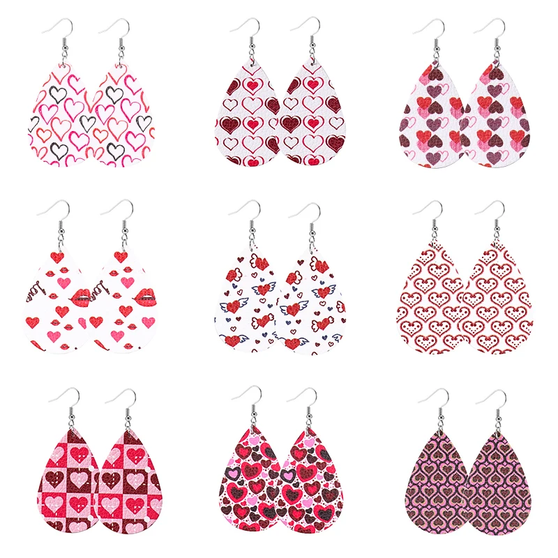 Новые висячие серьги из искусственной кожи с милым принтом сердца подарок на
