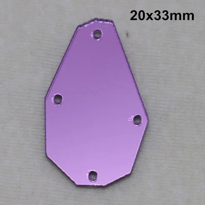 A19-20x33 Фиолетовое акриловое зеркало пришивные стразы DIY Flatback зеркальные акриловые пришивные стразы с отверстиями для шитья - Цвет: A19-20x33