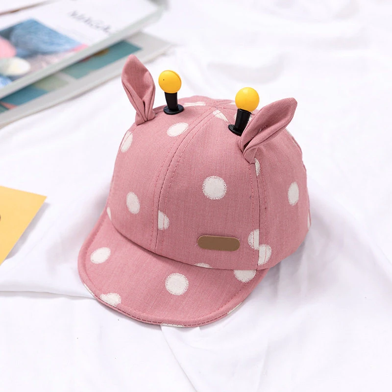 Lovely Baby Boy Girl Hat With Ears Cartoon Dot Toddler Cap Summer Autumn Soft Cotton Infant Baseball Sun Visor Hats | Детская одежда и