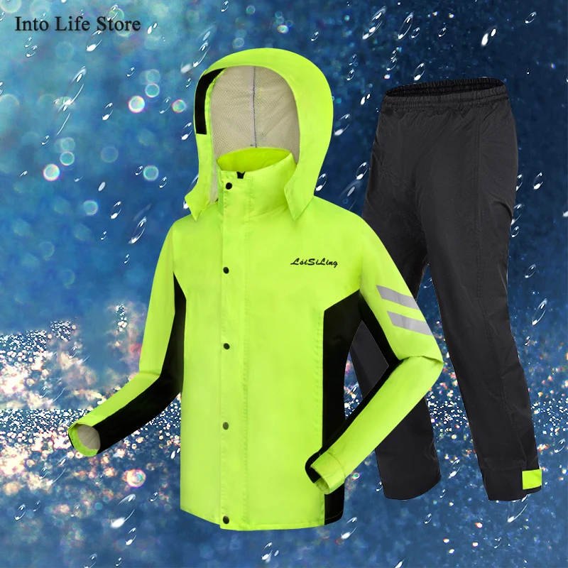 

Adult Men Raincoat Women's Rain Coat Motorcycle Waterproof Rain Pants Suit Green Rain Jacket Camping Rainwear Hiking Gift Ideas
