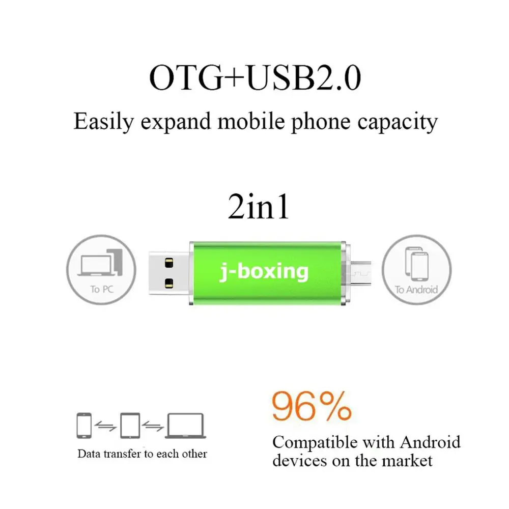 USB флеш накопитель OTG J boxing 5 шт. Micro Dual Port для ПК Samsung Huawei ноутбука 8 ГБ 16 32 64 Гб 128