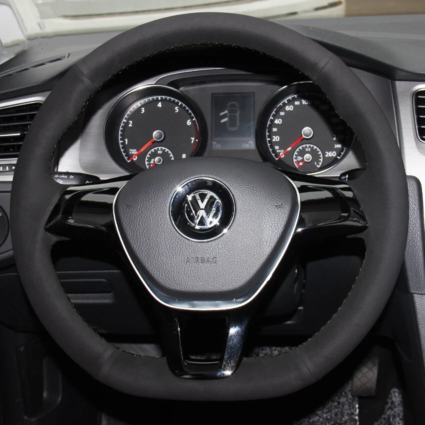 

DIY hand sewn leather steering wheel cover for Volkswagen Golf 7 Sagitar passat lamando polo Magotan Teramont