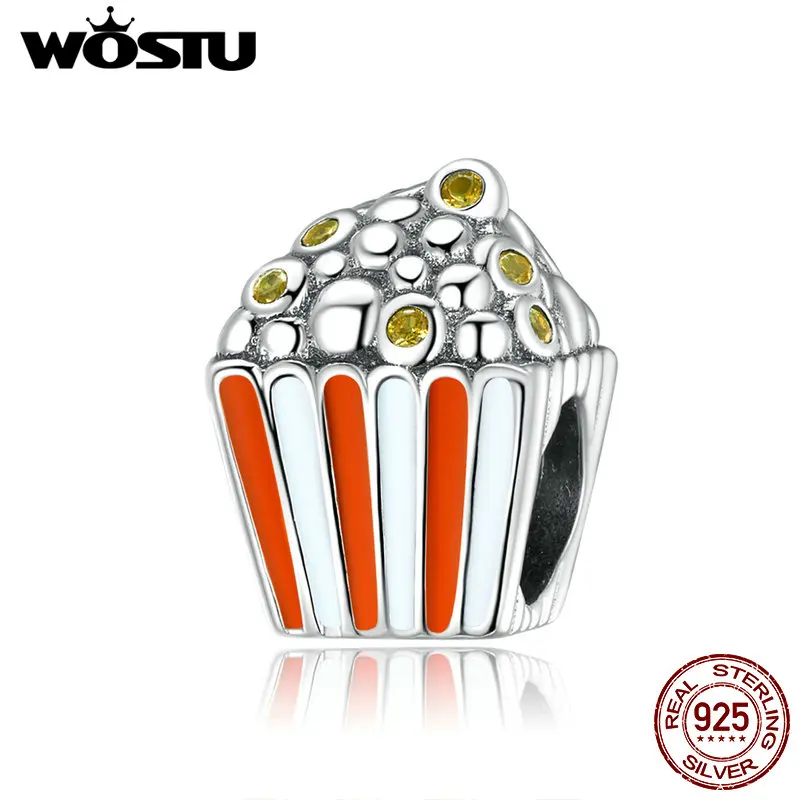 WOSTU 2020 Новые Подвески попкорн 925 пробы серебряные красные Эмалевые желтые