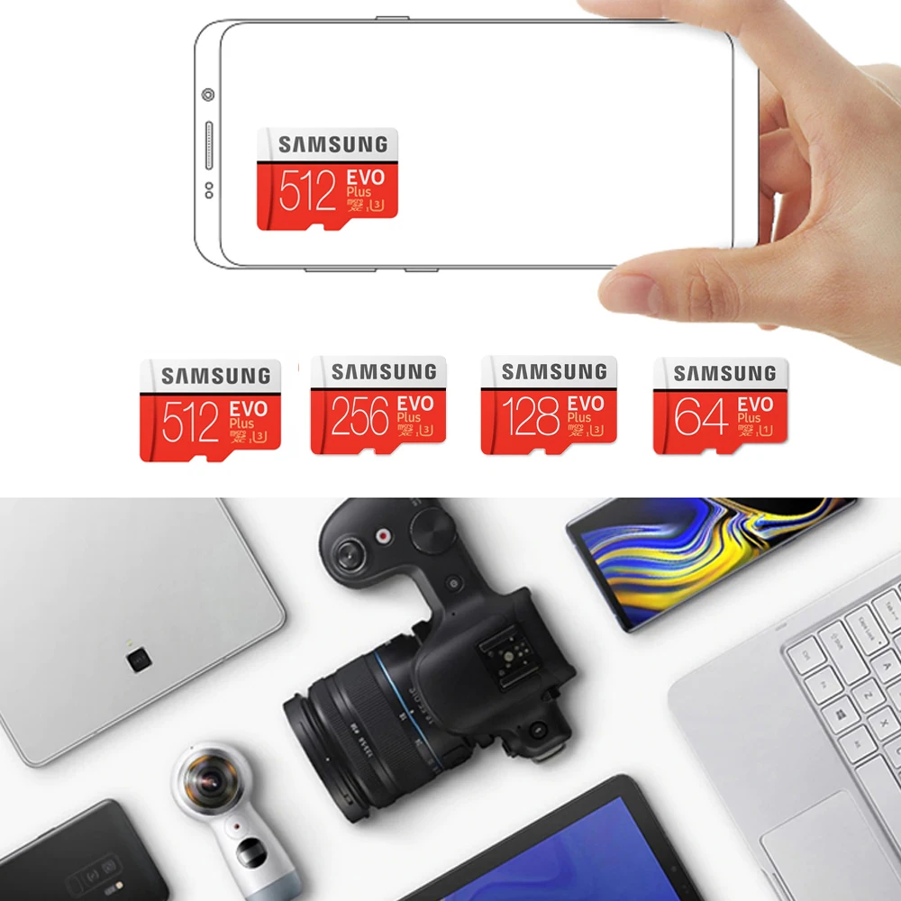 Карта памяти MicroSDXC C10 U3 4K Ultra HD TF-карта класс EVO + TF 512 ГБ 128 64 256 | Компьютеры и офис