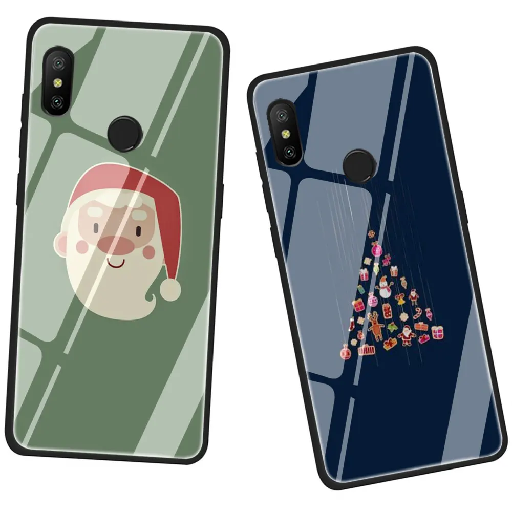 Рождество закаленное Стекло чехол для телефона чехол для Xiaomi mi 8 9 A1 5X A2 6X Red mi 4X 6A Примечание 5 6 7 Pro Pocophone F1