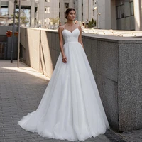 new spaghetti straps sweetheart wedding dress sweep train glitter tulle corset bridal gown mariage vestidos de noiva