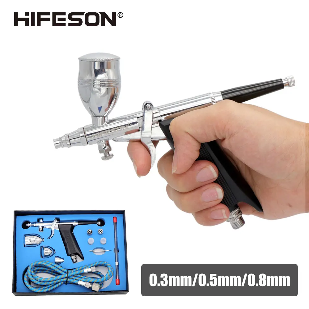 Air Spray Brush Gun Pneumatic Mini Paint Tool 0.3/0.5/0.8mm Nozzle AirBrush Pen for Car Commercial Painting Toolbox | Инструменты