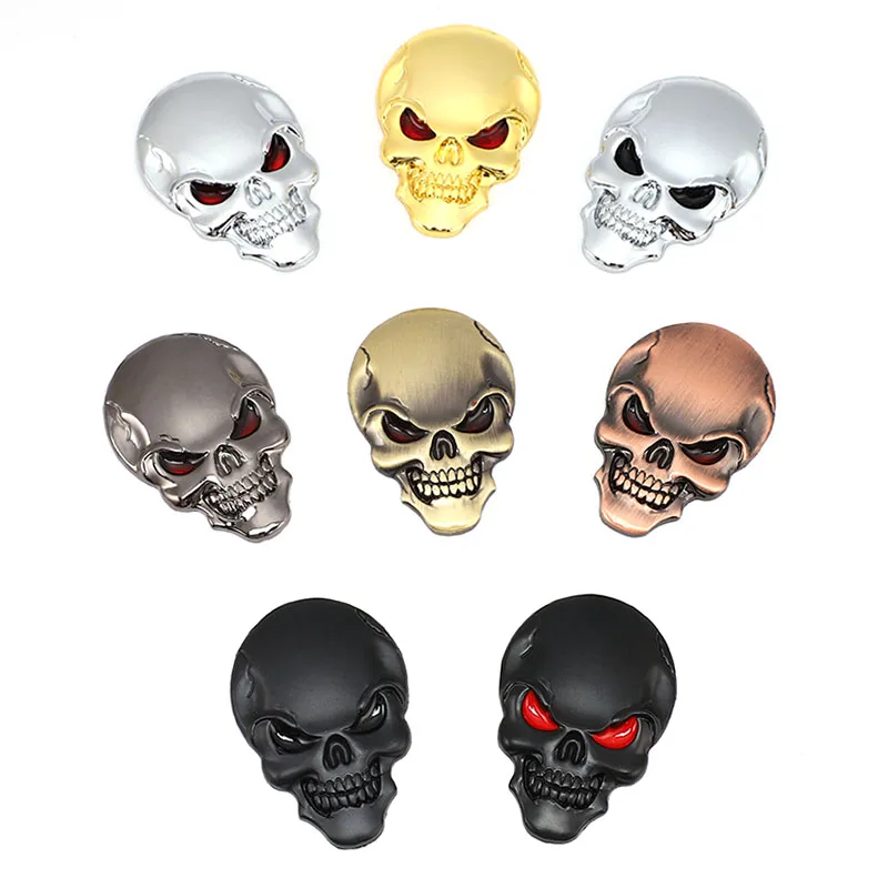 Металлическая 3d наклейка в виде черепа на мотоцикл эмблема значок для стайлинга