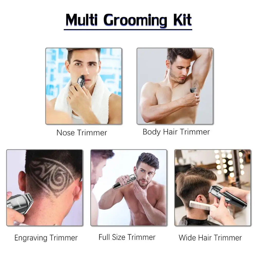 

HATTEKER professional hair trimmer waterproof 5 in1hair clipper electric hair cutting machine beard trimer body men haircut