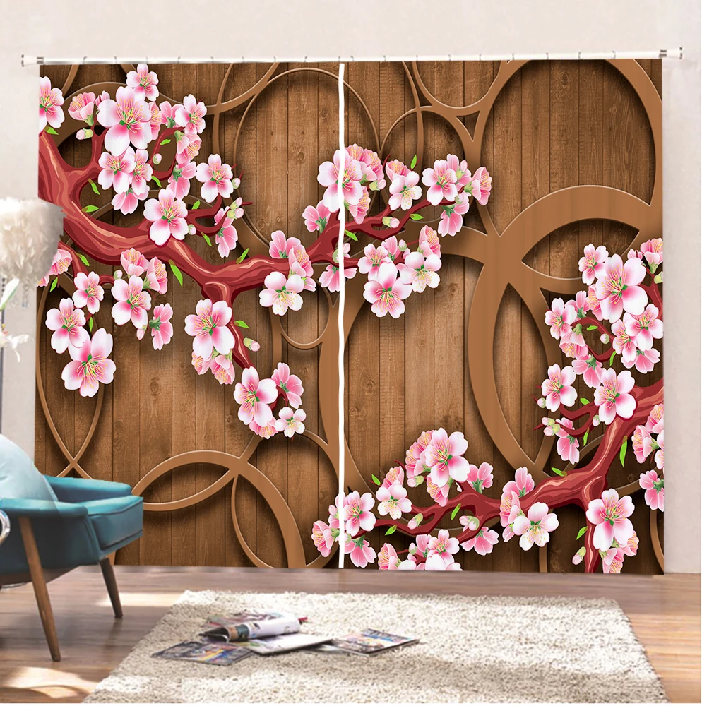 

Wooden Door Flower Wall Printed Window Curtains Beautiful Scenery Curtains For Living Room Bedroom Luxury Curtains Home Decor