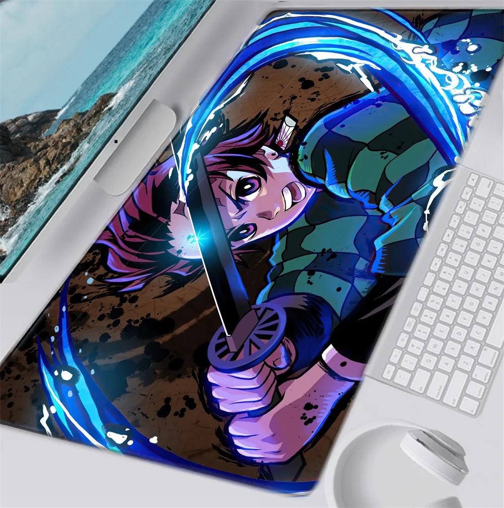 

Demon Slayer Mouse Pad Pc Rgb Anime Rug Setup Gamer Accessories Gaming Mats with Backlight Mat Mousepad Speed Led Keyboard Mat