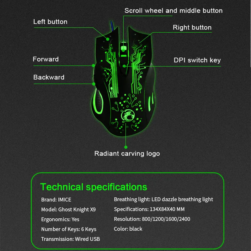 X9 USB игровая мышь звуковая Проводная оптическая цветная Esport SGA998 | Компьютеры и