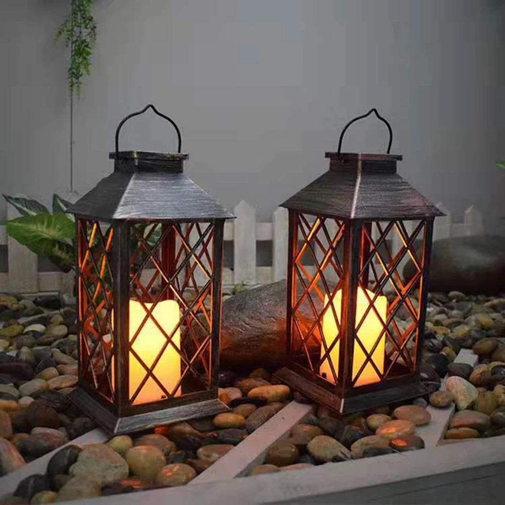 2021 Halloween Lights Vintage LED Candle Light Windproof Candlestick Lamp Outdoor Lighting Garden Hanging Lamps Decoration