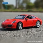 Спортивный автомобиль WELLY 1:24 Porsche 911 careras, красная модель автомобиля из сплава, декоративная коллекция, игрушечные инструменты, подарок