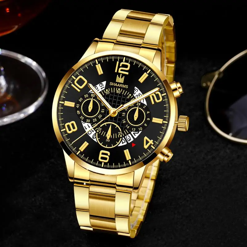 Роскошные мужские часы из нержавеющей стали с ремешком повседневные