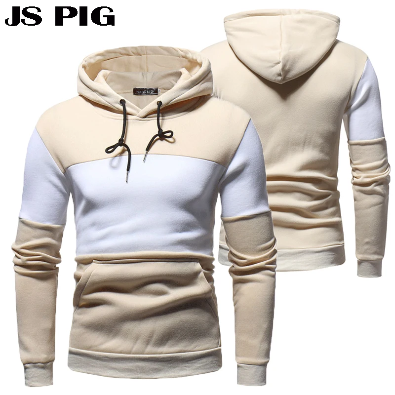 

New Men's Stitching Color Hoodies Sweatshirt Warm Fleece Oversized Hoodie for Men