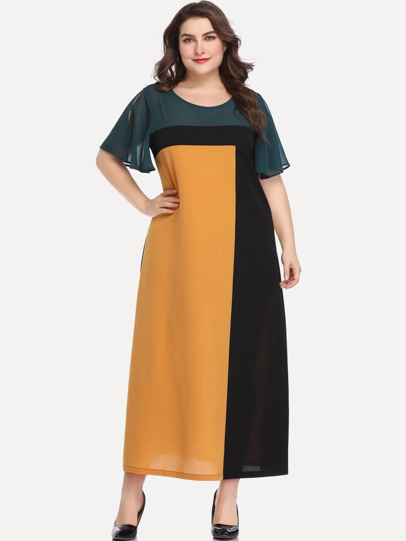 Милое летнее элегантное женское платье большого размера Повседневное с круглым