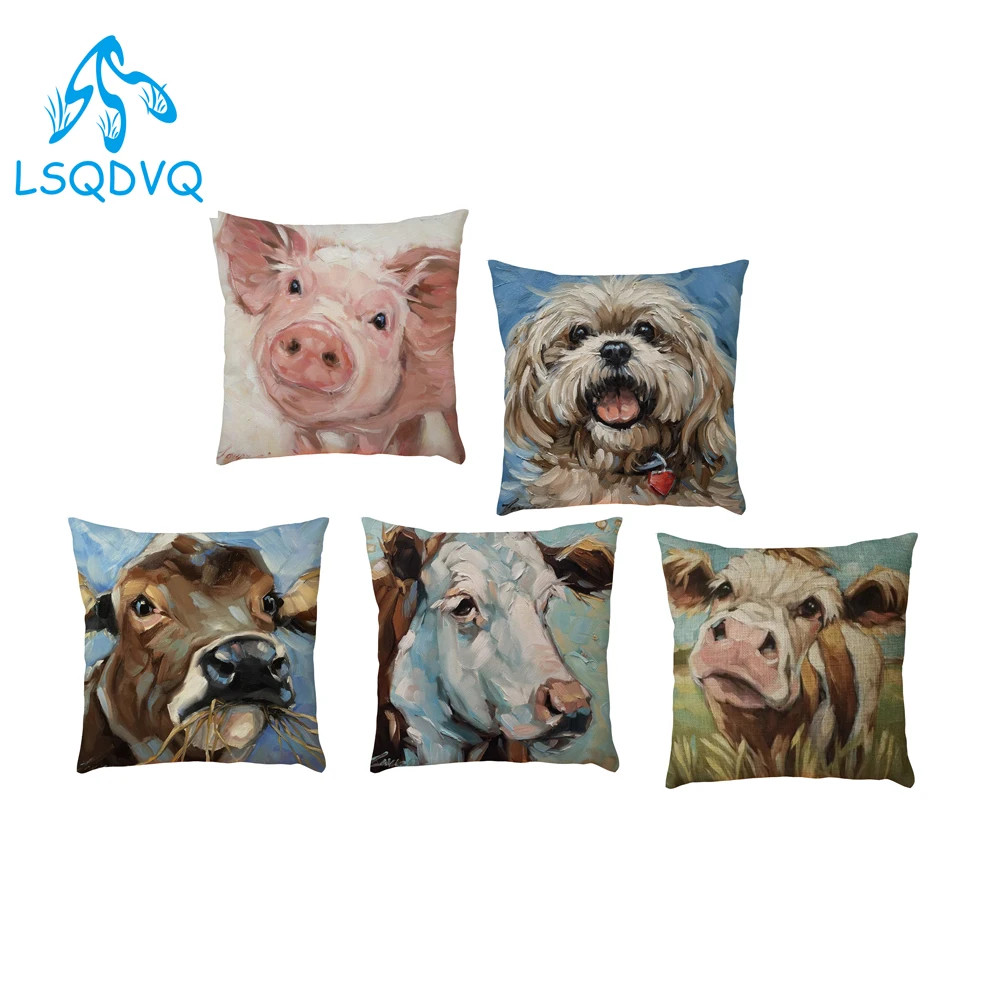 Картина маслом с изображением животных свинья собака Домашние животные