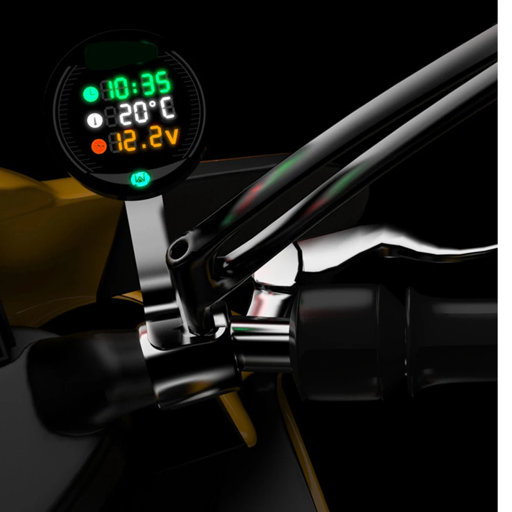 

ZS Racing Motorcycle Waterproof 9-24V 3-in-1Night Vision Voltmeter Volt Gauge Display Table LED Volt Meter
