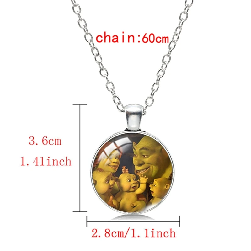 

Shrek Time Gemstone Necklace Jewelry Glass Cabochon Retro Pendant Necklace 2021 1PC Necklace 60cm Pendant 3.6*2.8cm 16 Styles