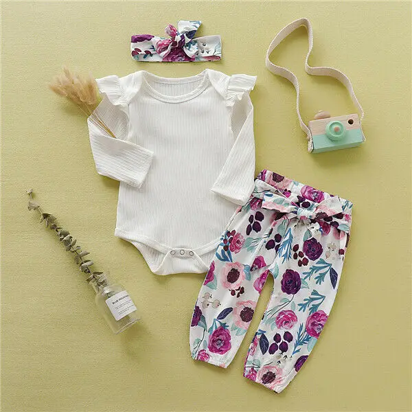 Детская одежда 2019 комбинезоны леггинсы с летящими рукавами для новорожденных