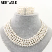 wubianlu 5 styles 4 row 7 8mm freshwater pearl jewelry set in women bracelet necklace costume bridal jewelry set pearl beads