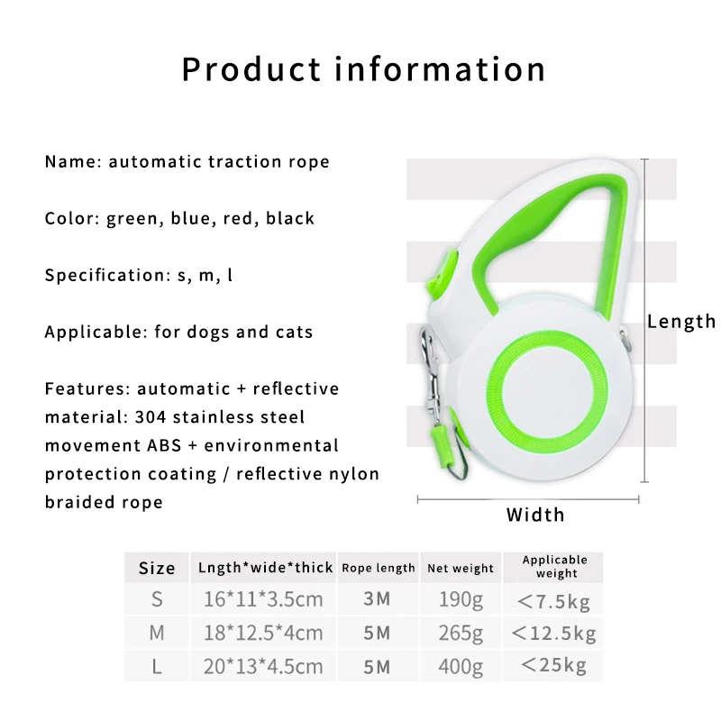 

Reflective Pet Dog Leash Automatic Retractable Traction Rope For Small Large DogsDurable Nylon Walking Leash Lead Dog Leash Rope