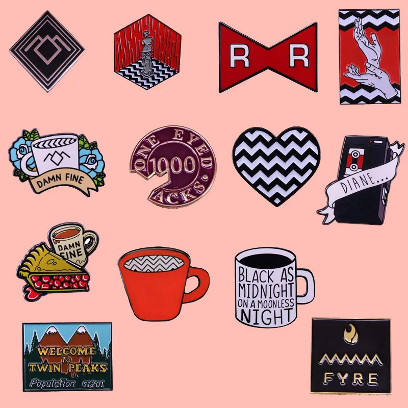 Эмалированная брошь на лацкан Twin пикс David Lynch Значки из сплава металла модные