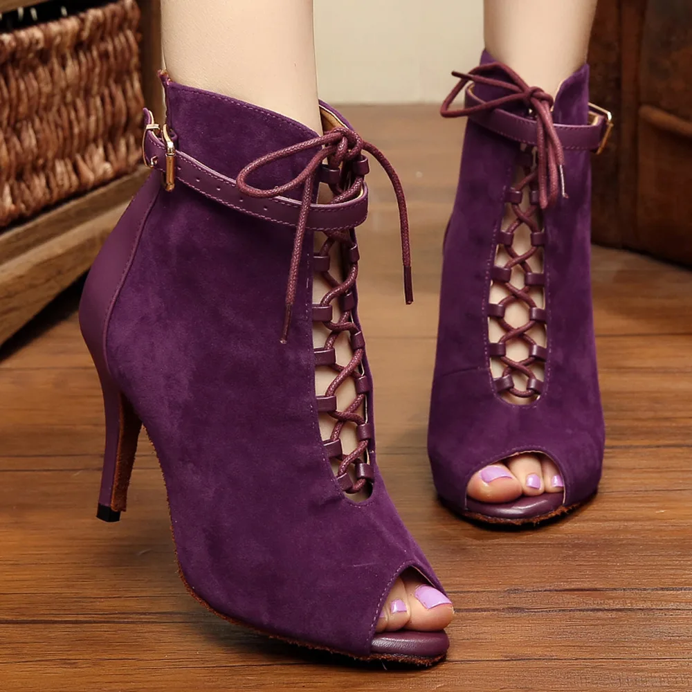 

HOT New Stye Salsa jazz Ballroom square practice latin dance shoes for women dancing teachers stylish high heel Flock