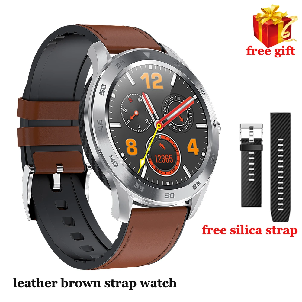 leather brown DT98 мужские умные часы IP68 Smartwatch ECG фитнес-трекер для измерения сердечного ритма полный сенсорный бизнес умные часы Bluetooth Вызов наручные часы - Цвет: leather brown