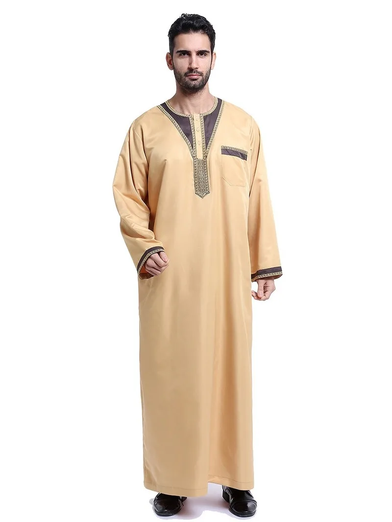 

2020 Muslim Men Abaya Dubai White Long Sleeve Thobe Robe Kaftan Jubba Islamic Clothing Saudi Arabic Moslim Jurk Plus Size XXXL