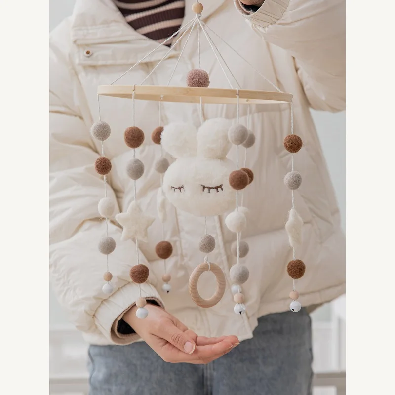 

1PC Baby Rattle Wooden Cartoon Rabbits Rattle Hand Rattle Baby Toy Wooden Tooth Toy Baby Teether Personalized Gifts