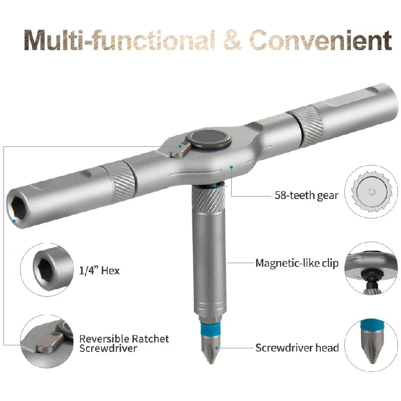 

Rotating Screwdriver Kit 24pcs Household Multifuctional Ratchet Screwdriver Set with Detachable Handle FAS6