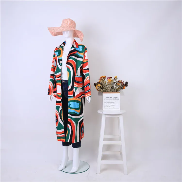 Красочное пальто модное женское осеннее шерстяное зимнее длинное большого