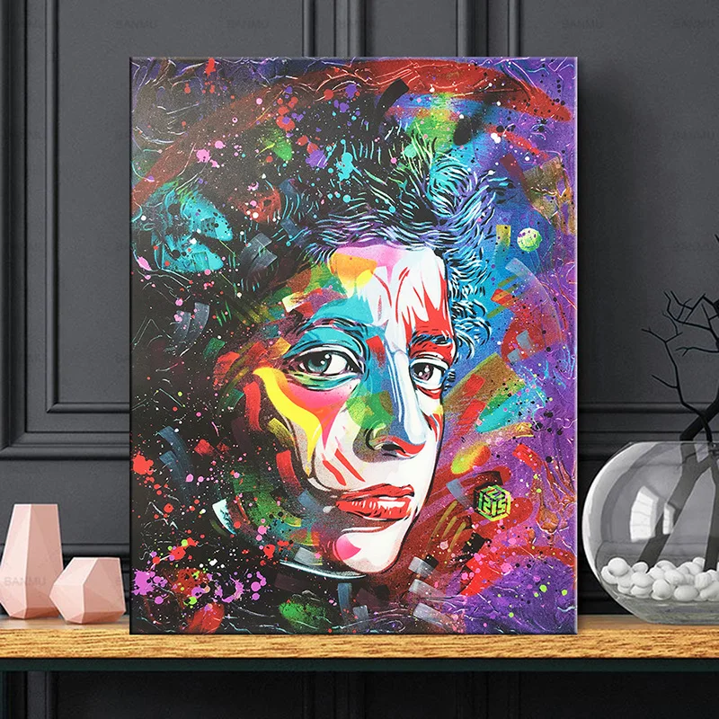

Modern Graffiti Art Abstract Canvas Painting Colorful Woman Posters and Prints Wall Art Pictures for Living Room Home Decoration