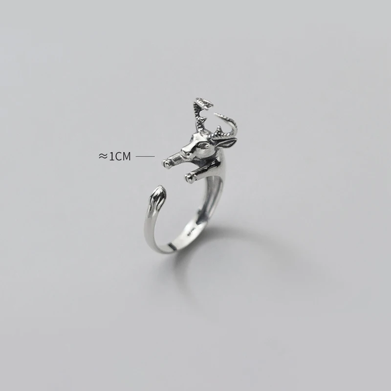 

MIQIAO 2021 New Adjustable Jewelry Of 925 Thai Silver Bull Head Horn Unusual Ring For Women Gift Punk Animal Fashion Cool Stuff