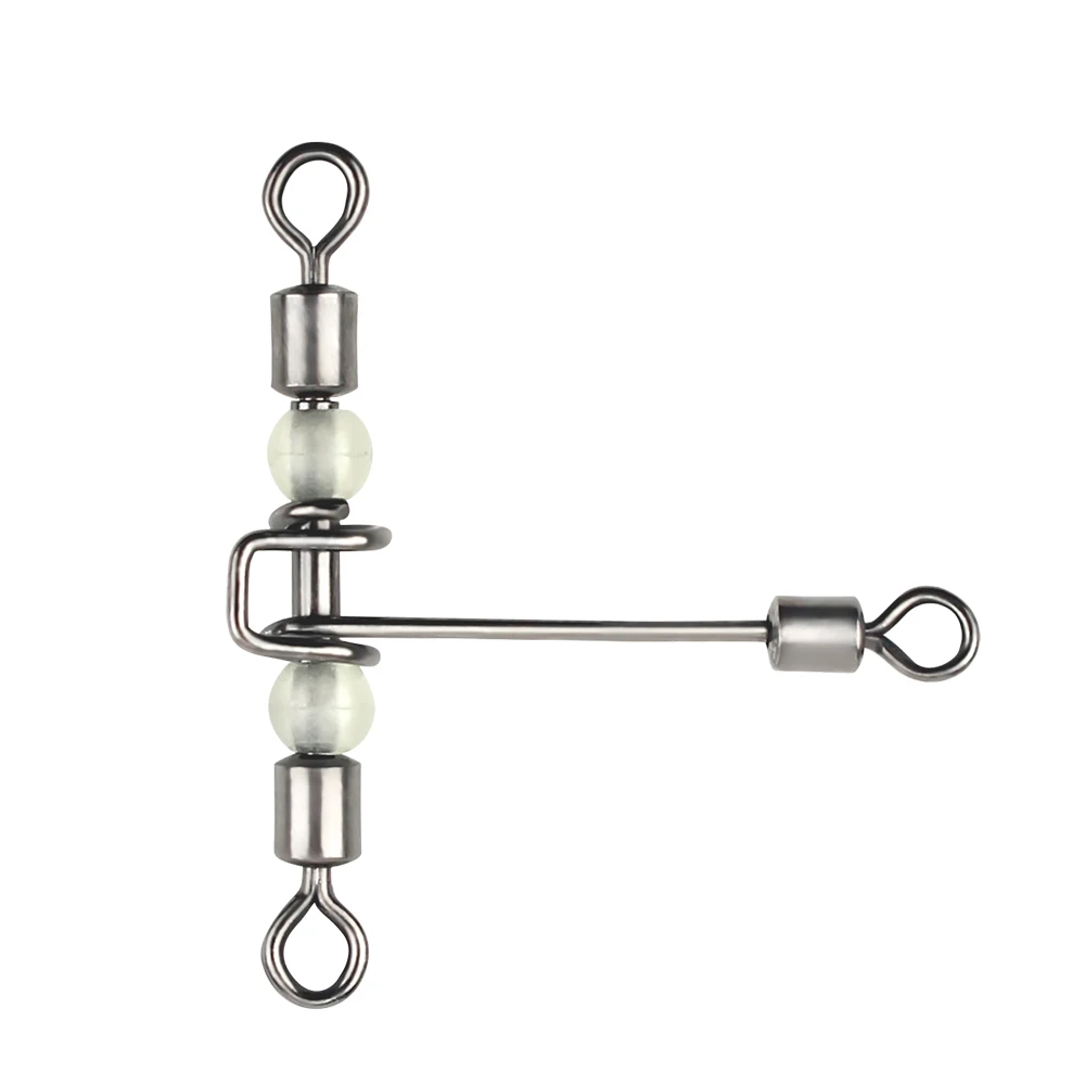 

DNDYUJU 100pcs Luminous Fishing Connector Rolling Barrel 3 Way Swivel Solid Fishhook Lure Line Fishing Tackle Accessories
