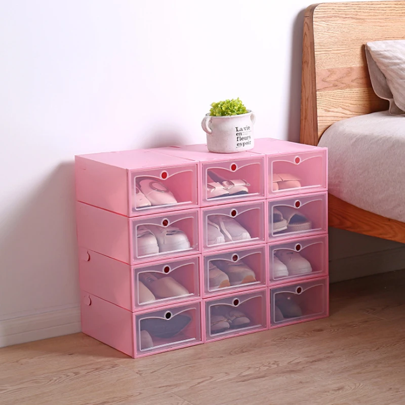 Многоцветная пластиковая прозрачная коробка для хранения обуви 5 33*24*13 см ящик