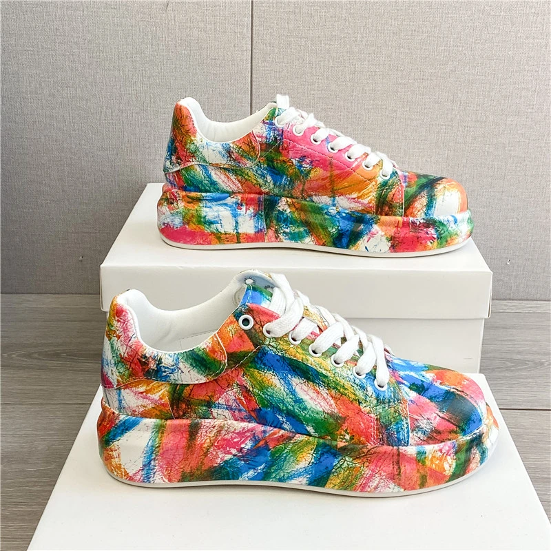 

Women Vulcanized Shoes Sneakers Mixed Color Lace Up Flat Ladies Casual Shoes Fashion Casual Outdoor Sport Shoes Female Footwear