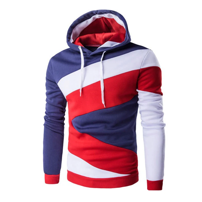 

Men Fashion Colorful Autumn Hooides Loose Fit Long Sleeve O Neckline Mens Hoodies Patchwork Striped Sweatshirt Male Hoodies