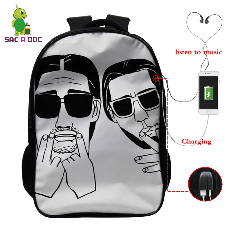 Bookbag 13 16 дюймов рюкзаки PNL печать USB зарядка школьный рюкзак для подростков мальчиков и девочек рюкзак для ноутбука дорожная сумка Sac Dos - Цвет: Bookbag 13