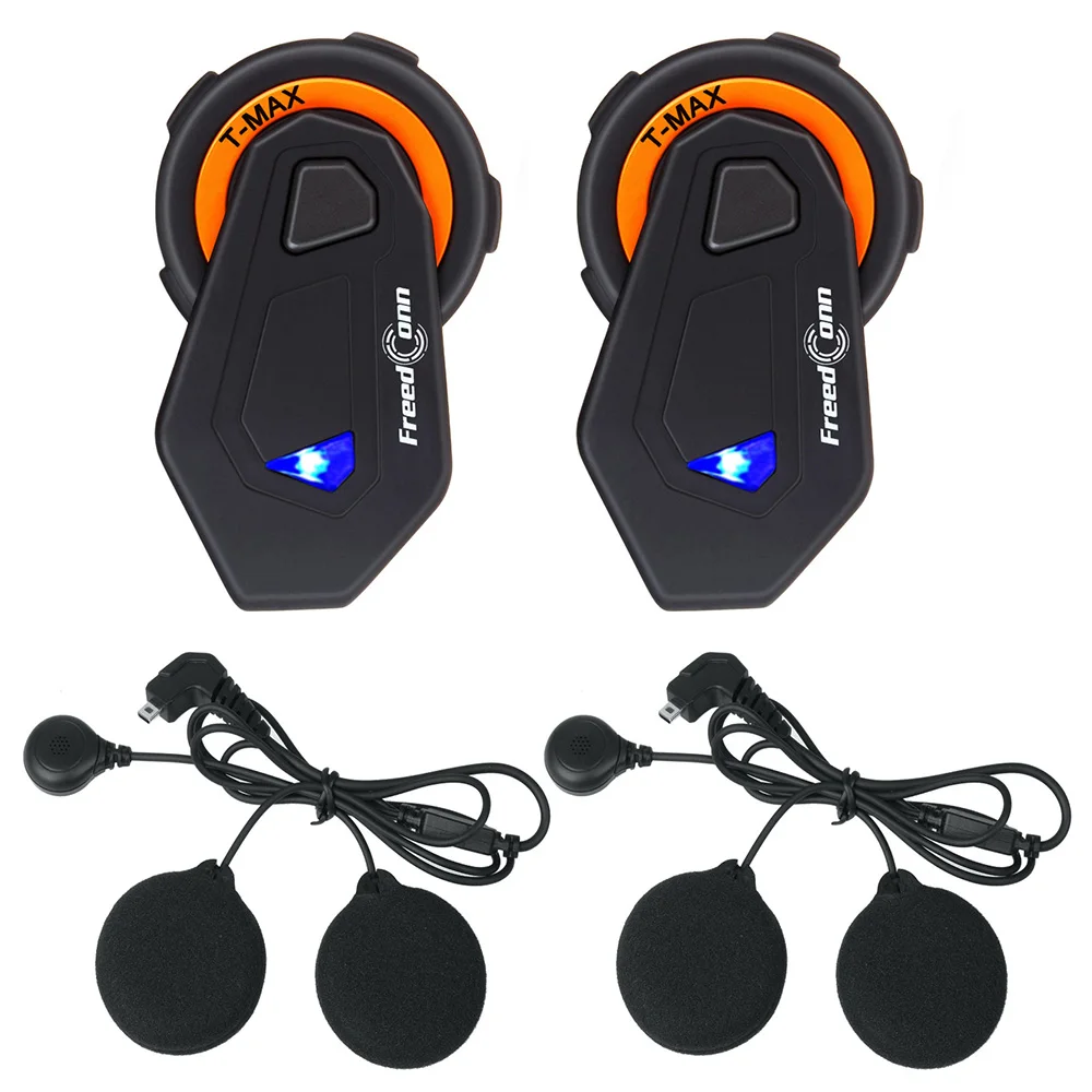 2 шт FreedConn T-Max мотоциклетный шлем Bluetooth Интерком 6 райдеров гарнитура с fm-радио Moto Intercomunicador Bluetooth 4,1 - Цвет: 2 soft microphone