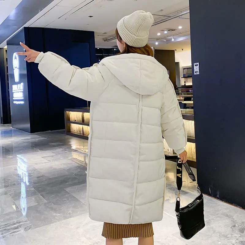 

WenQing Womens Casual Loose Mid Long Loose Drawstring Hooded Parkas Jackets Quilted Cotton Padded Coats Puffy Down Jackets