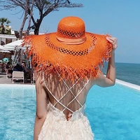 new fashion ladies oversized beach hats colorful summer sun hat for women big brim holiday uv floppy hat foldable dropshipping