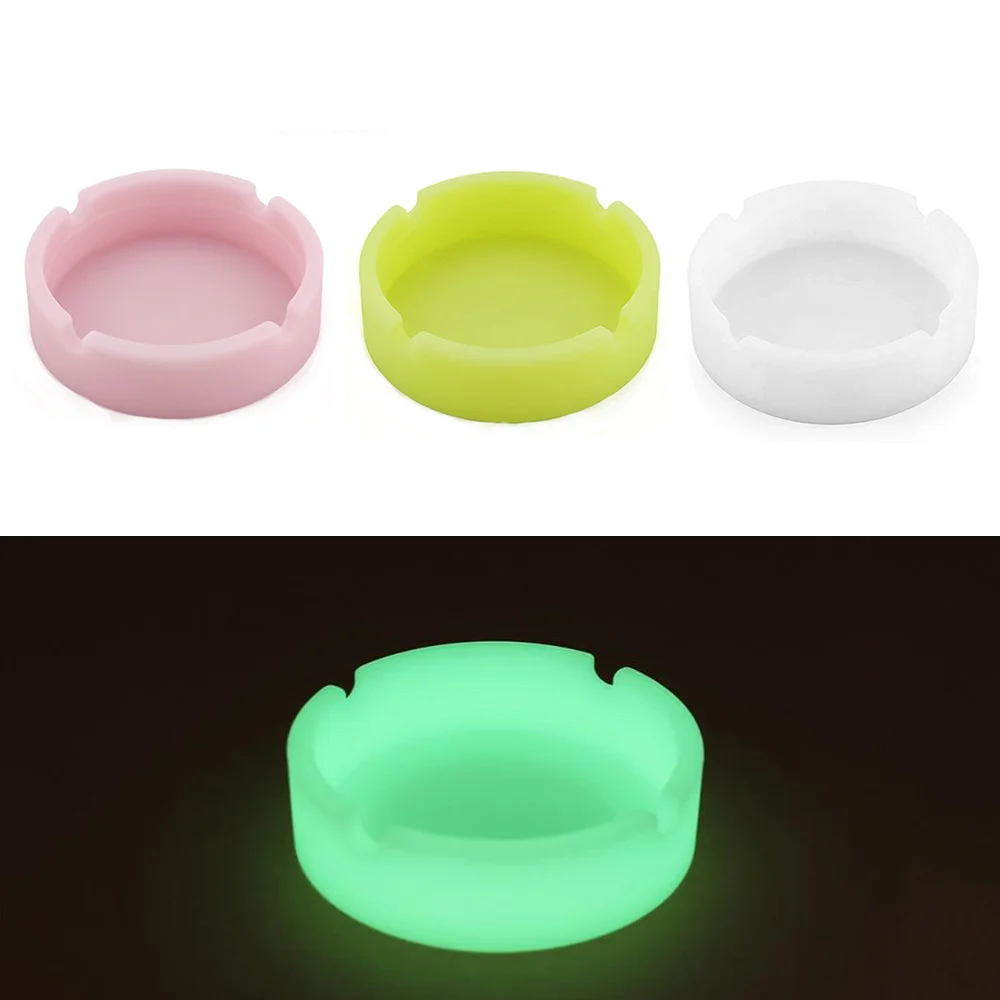 Luminous Silicone Soft Ashtray Glow in the Dark Cig Cigarette Smoking Accessories Bar Tool Anti-drop Pink Ash Tray