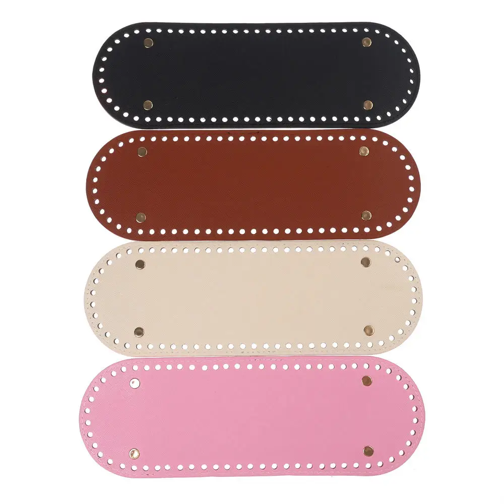 Oval Long Bottom Leather For DIY Knitted Handbag Shoulder Bag Handmade Bottom With 38 Holes Crochet Bag Parts Accessorie 30*10cm